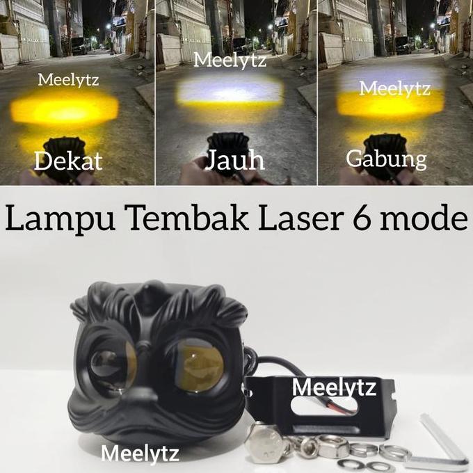EVAHI Premium Lampu Tembak Tanduk Led Laser 6 MODE High Low bahan Full Alumunium U145-MYTH