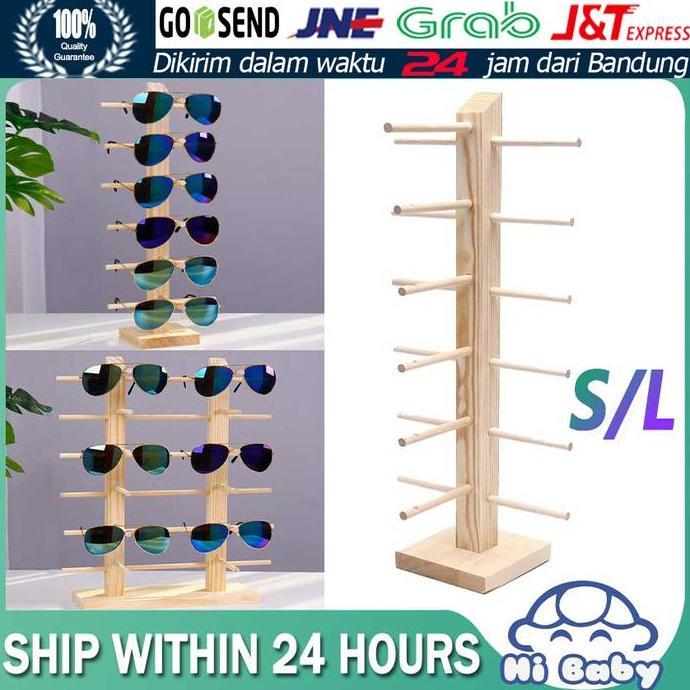 LIVINMART Rak Kacamata Kayu Display Tempat Pajangan Kacamata Kayu Glasess Rack