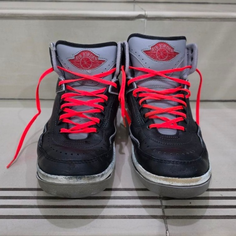 PRELOVED ORI NIKE AIR JORDAN 2 RETRO BLACK CEMENT KIDS SIZE 38.5 / SEPATU HITAM ANAK BASKET