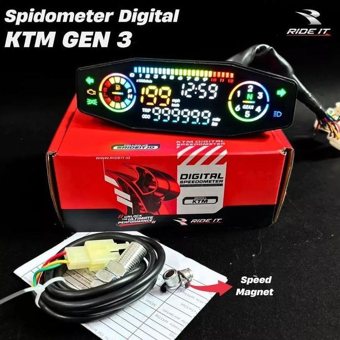Speedometer Digital Mini Model Ktm Xc Spido Led Full Indikator Universal Cb Gl Crf Klx Custom