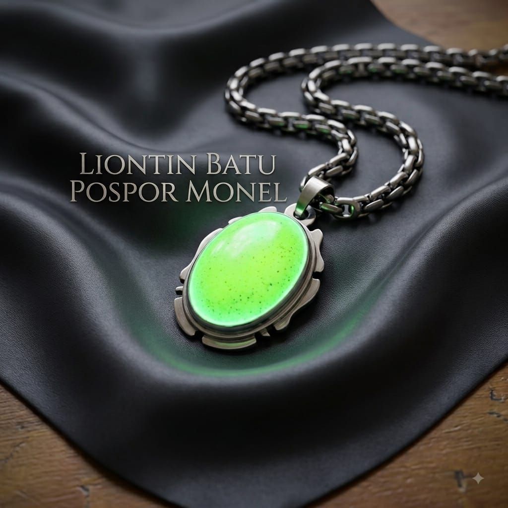 Kalung Liontin Etnik Batu Fosfor Menyala Gelap