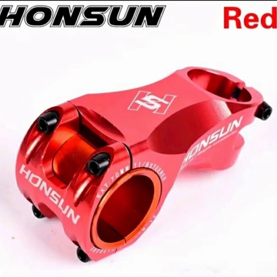 Honsun Stem Sepeda 31.8 mm 7 Cm 17 Derajat OS Stem Handlebar 31.8mm 35 Red