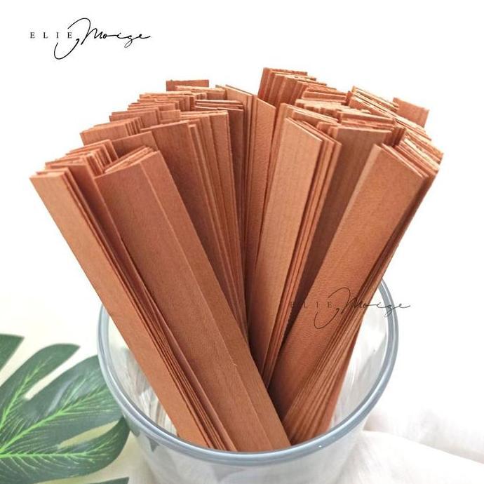 [] Elie Moise 10 set Wooden Wick with Metal Holder Sumbu Lilin + holder untuk Scented Candle