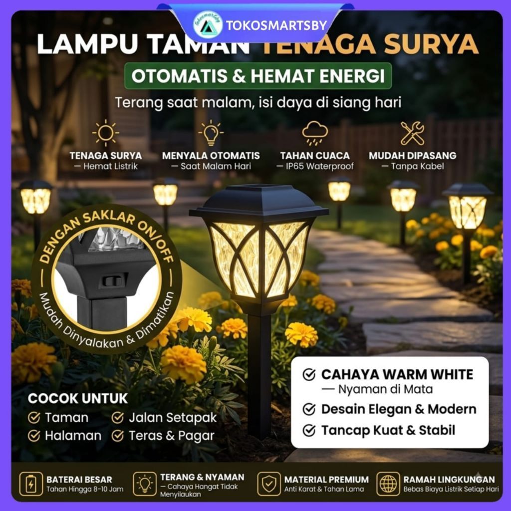 Lampu Taman Solar Tenaga Surya Lampu Taman Tancap Garden Lamp 10661F