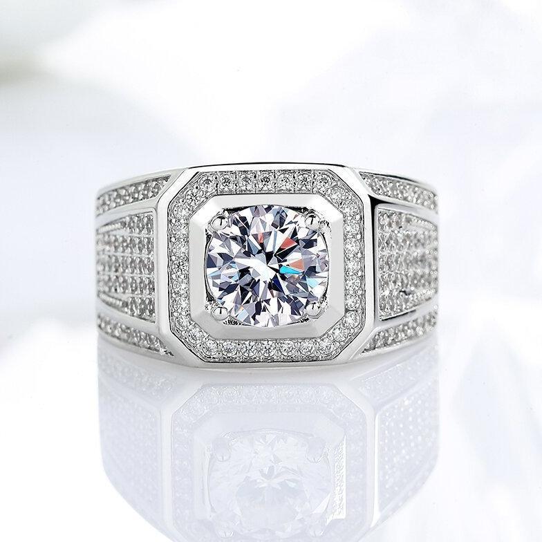 Cincin pria Cincin Moissanite gra ori Cincin berwarna perak Couple Fashion Tahan karat pudar ada box