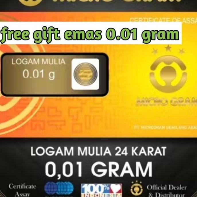 Logam Mulia 24 Karat 0,01 Gram Micro Gram Emas