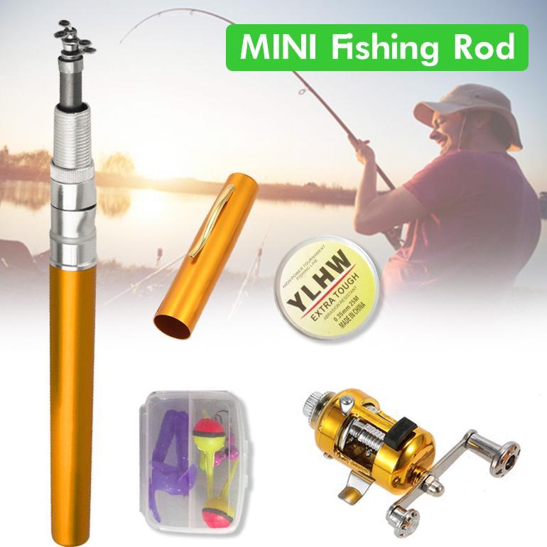 Mini Fishing Rod Pena Pen Fishing Rod Paket Satu Set Joran Pen Alat Pancing Pulpen Casting Spinning