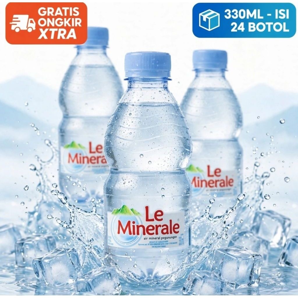 Air Mineral Le Minerale Botol 330ml 1Dus isi 24Botol Botol Kecil