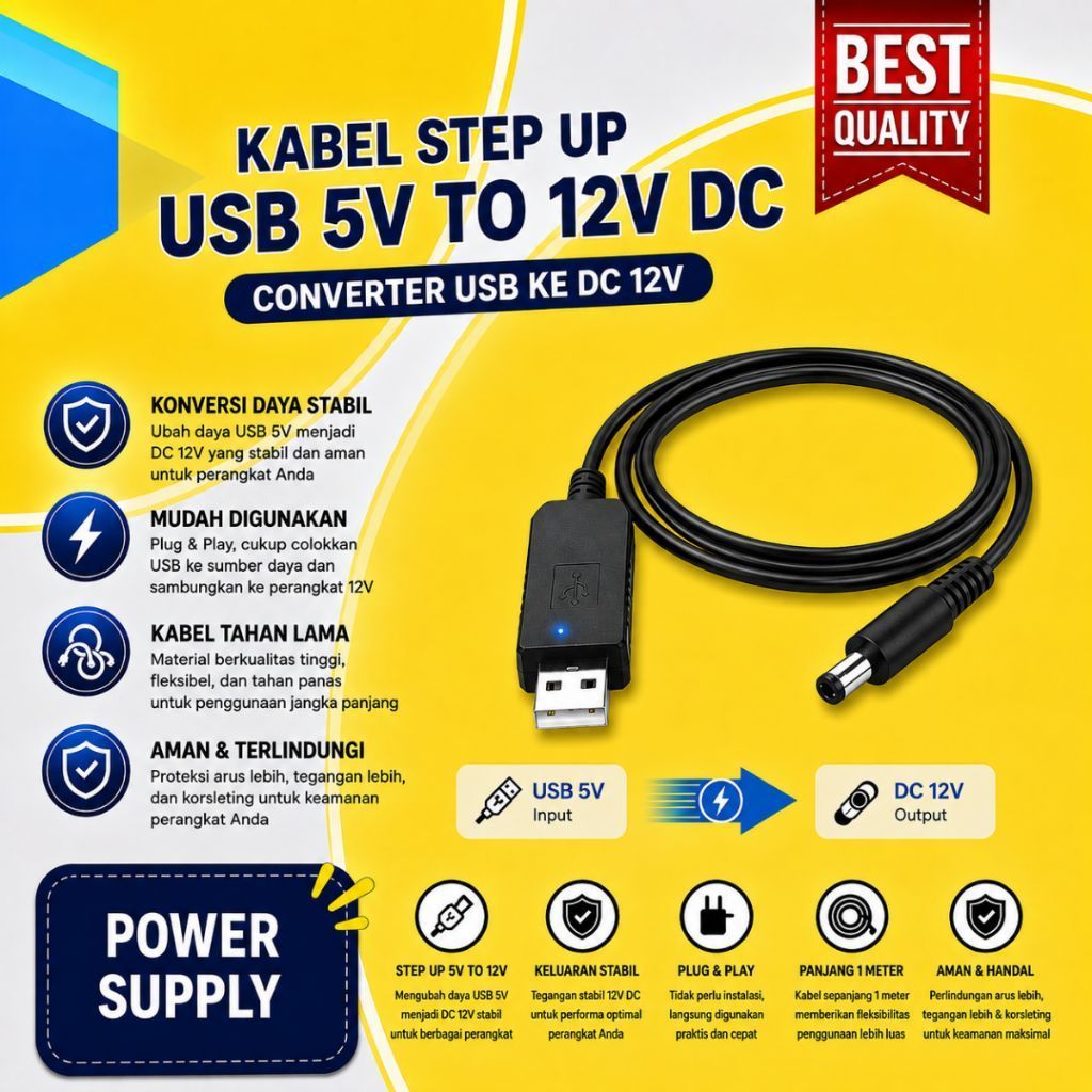 Kabel Power USB DC 12V Modem Orbit Telkomsel kabel wif 5V to 12V supply charger adaptor