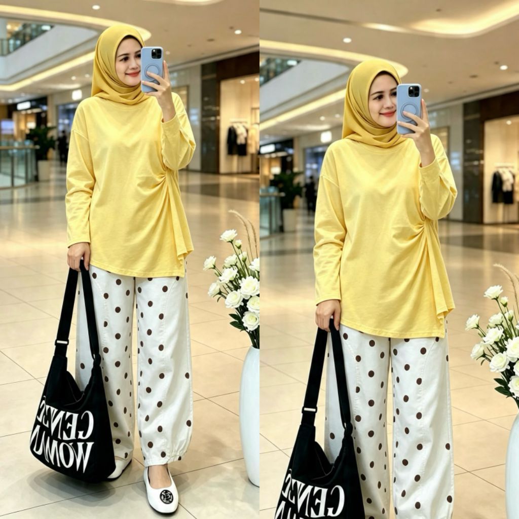 Set Kulot Nania / Set Celana Kulot Suede mix Katun / COD