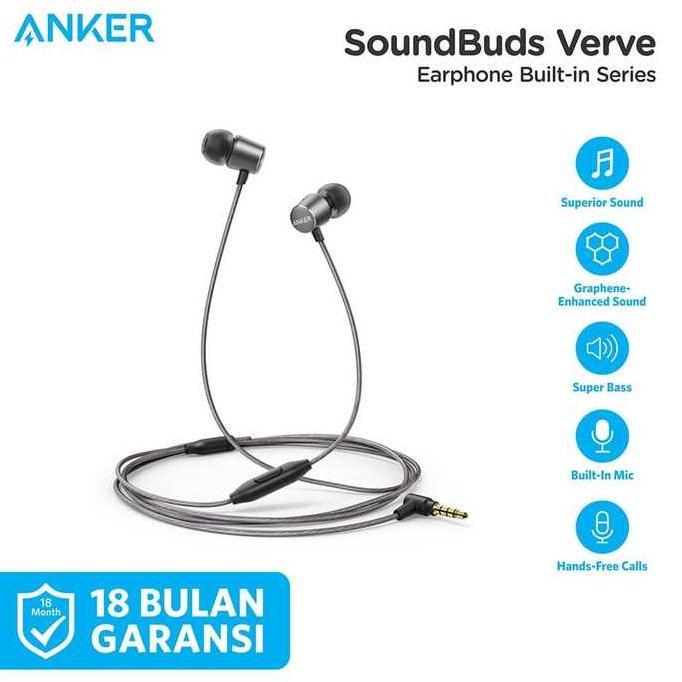 Earphone Anker New SoundBuds Verve Gray - A3801