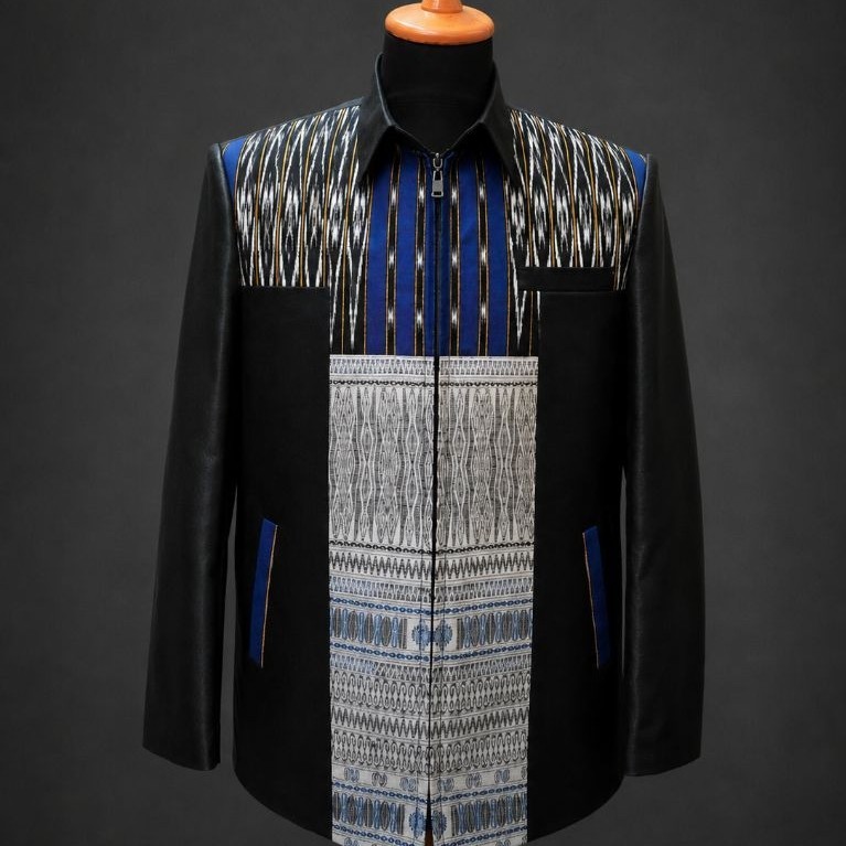Jas Jasket Pria Premium_ulos motif batik Batak tobu