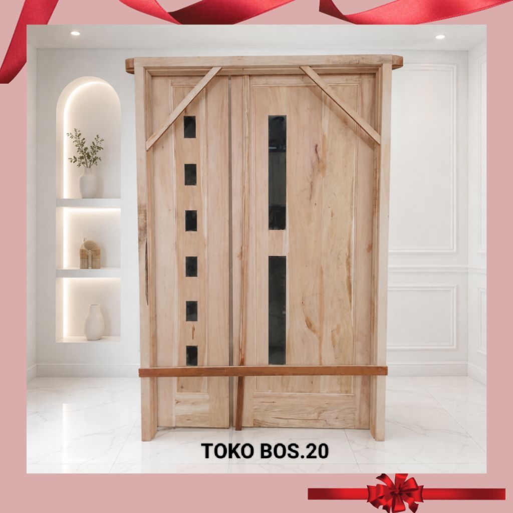 Pintu Dan Kusen Rumah Kupu Kupu 80×40cm Kayu Mahoni