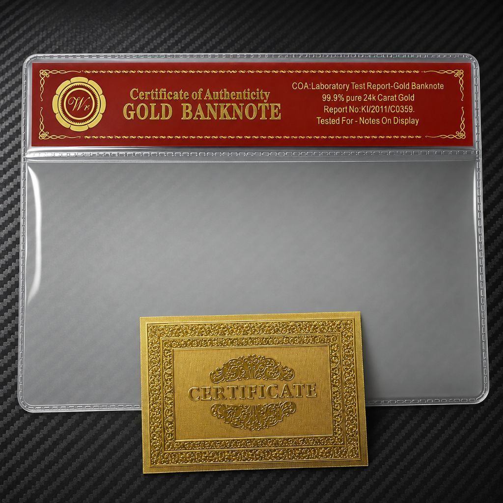 folder dan certificate uang gold foil