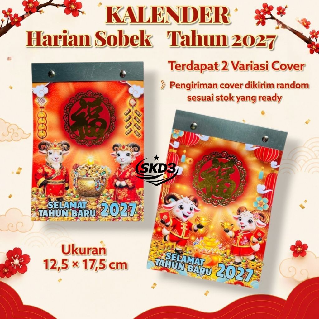 Kalender harian sobek TH tahun 2027 ukuran Medium tanggalan harian sobek 2027