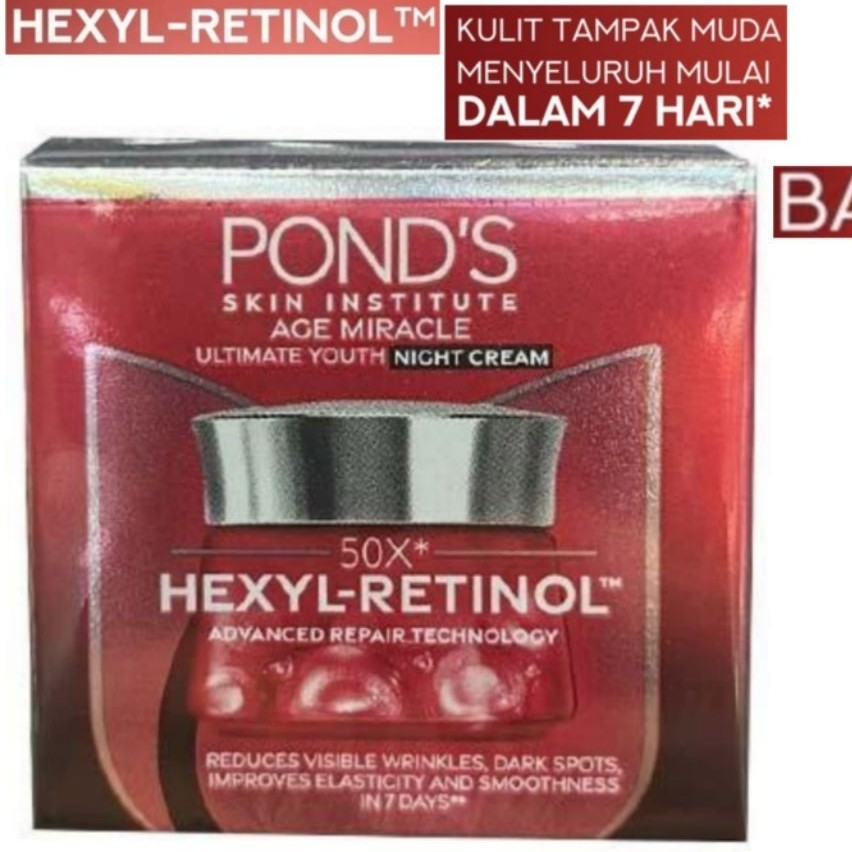 POND'S AGE MIRACLE NIGHT CREAM 9 GRAM / PONDS AGE MIRACLE NIGHT CREAM HEXYL-RETINOL KRIM MALAM PONDS