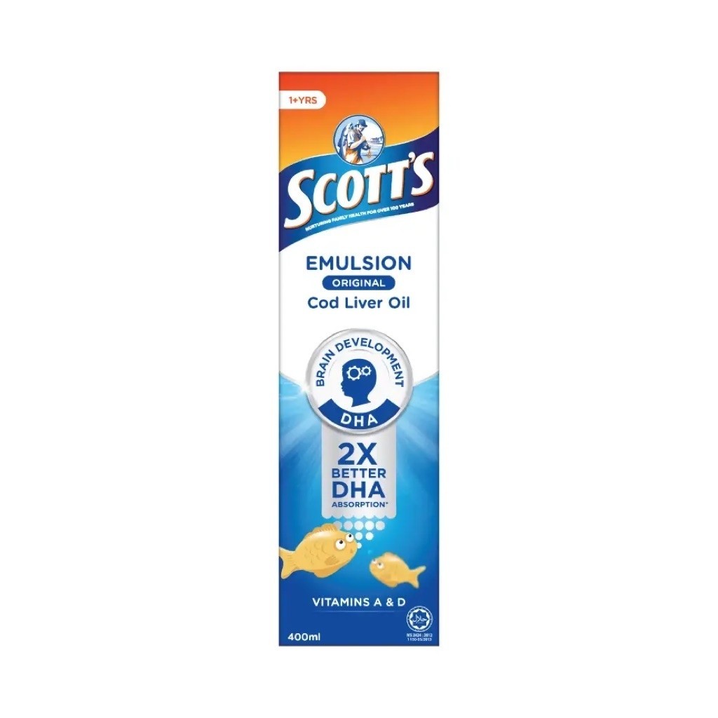 SINGAPORE Scott's Emulsion Cod Liver Oil, Omega 3 fatty acid DHA, Children Supplement, Original, 400