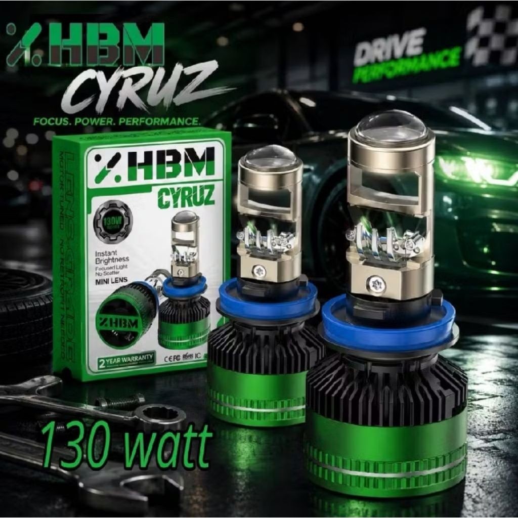 HBM CYRUZ Mini Projector LED H11 130 Watt Sepasang