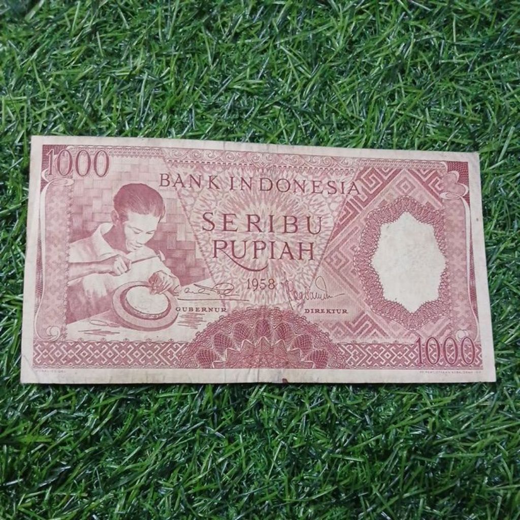 Uang kuno 1000 pekerja merah 1958 asli