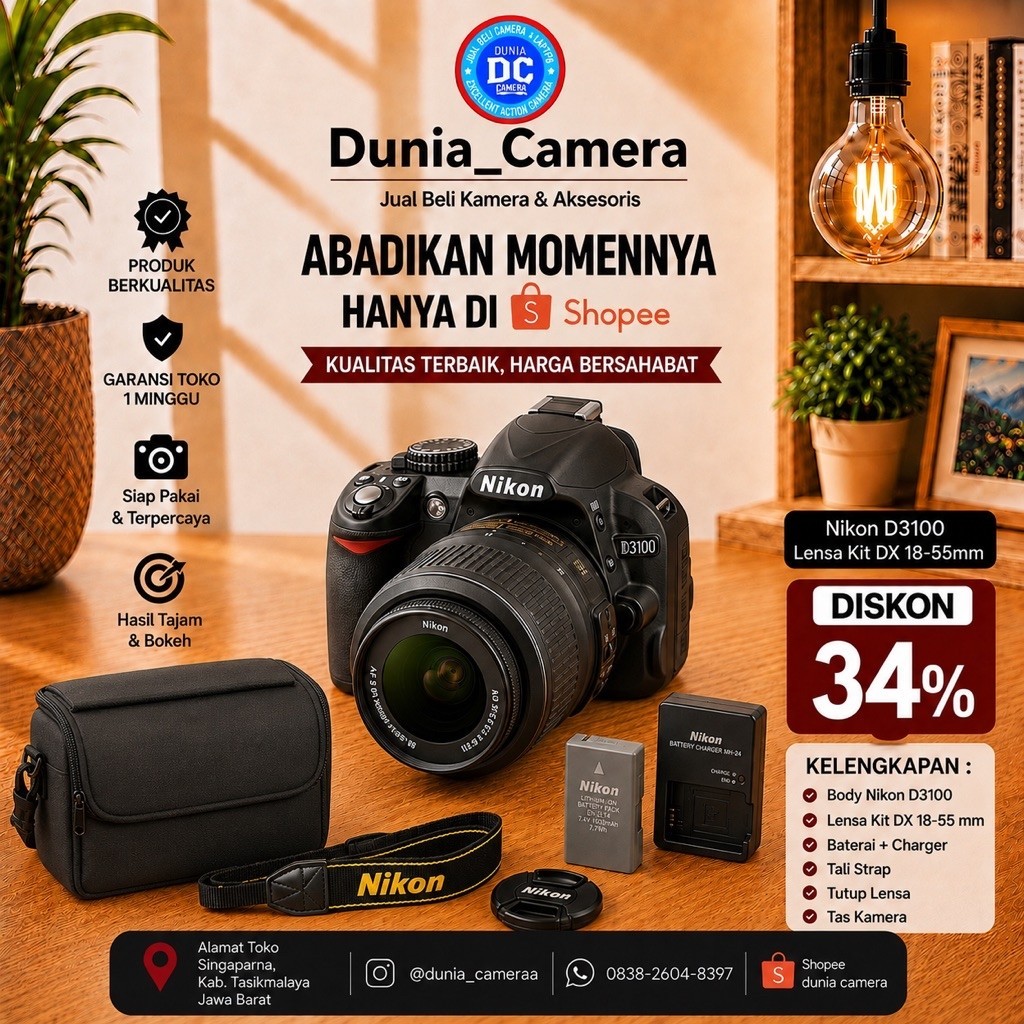 Nikon d3100 bekas vignet mulus