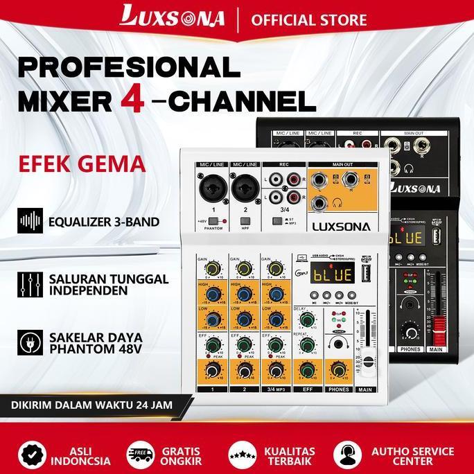 LUXSONA Mixer reverb 4-channel/mixer mini profesional/mixer audio murah/misker Bluetooth dengan reve