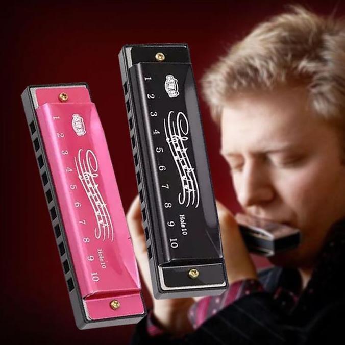 Harmonika 10 - Hole Harmonica Chromatic Logam Alat Musik Harmonika Chromatic Kromatik Dengan Kotak