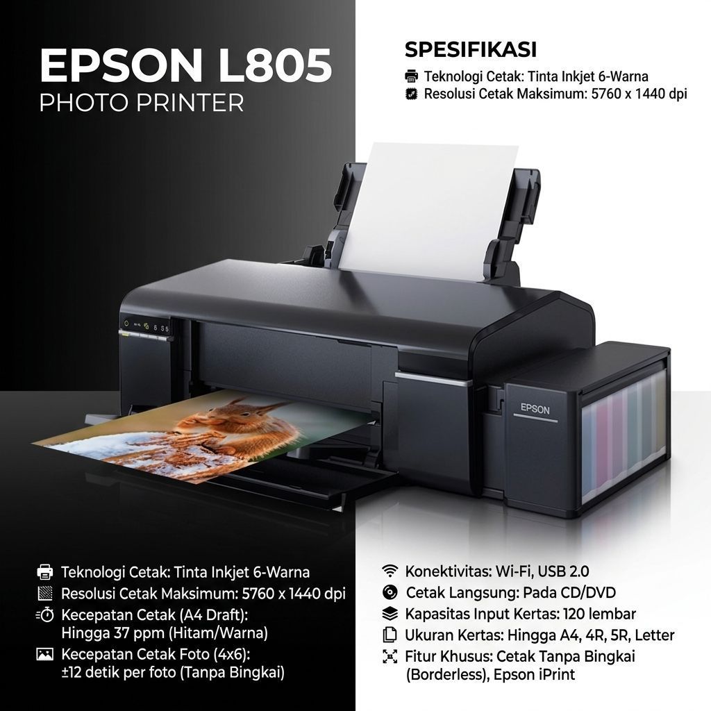 Epson Printer L805 Inkjet L805 L 805 Wifi Printer Photo