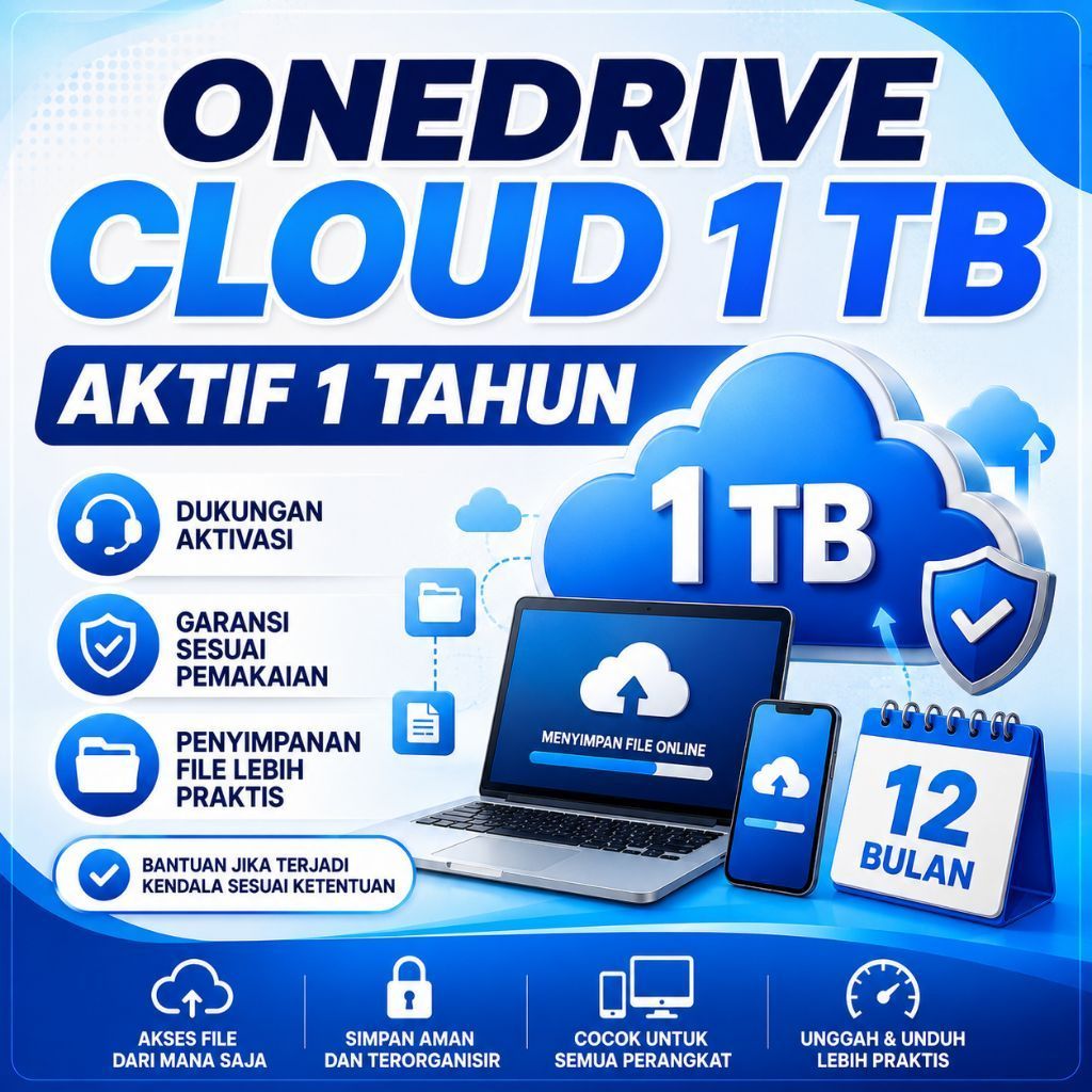 Onedrive 1Tb Cloud Penyimpanan Online 1 Tahun Anti error bergaransi