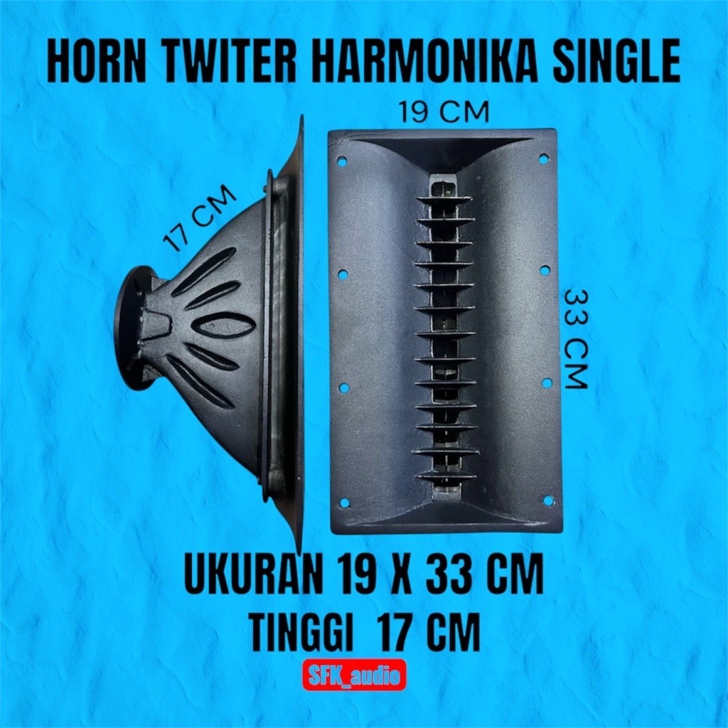 HORN TWITER HARMONIKA SINGLE DAN DAUN DOBLE UK 19X33 CM BAHAN COR ALUMINIUM