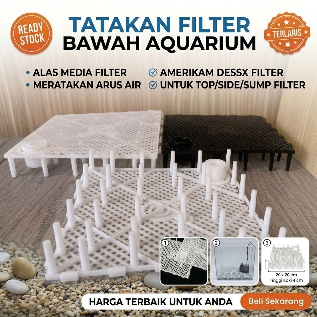 Tatakan Filter Bawah Aquarium Alas Media Filter untuk Top Side Sump Filter