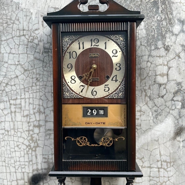 VINTAGE RHYTHM AUTOMATIC WALL O’CLOCK 30 DAYS SECOND NORMAL JAM DINDING RHYTHM AUTOMATIC