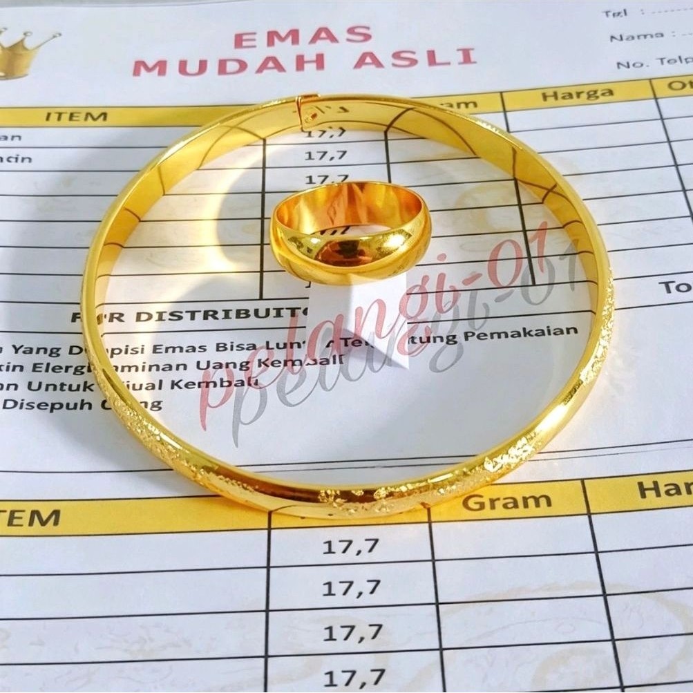 GELANG TANGAN BANGKOK PASIR FREE CINCIN POLOS BRACELET PERHIASAN WANITA BERLAPIS EMAS MUDA FREE SURA