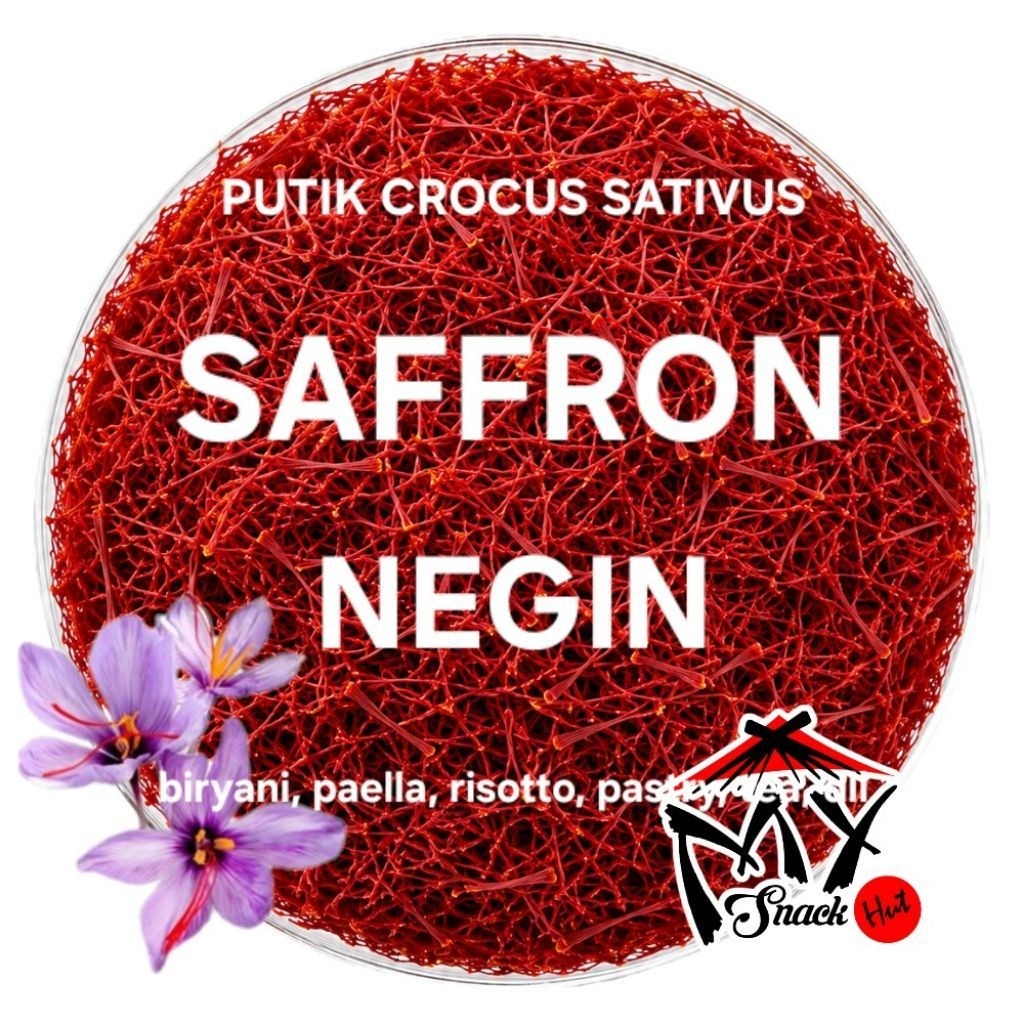 SAFFRON NEGIN 1GR SAFRON REMPAH MERAH BUNGA CROCUS SATIVUS IRAN ASLI PREMIUM GRADE ALL RED ORIGINAL