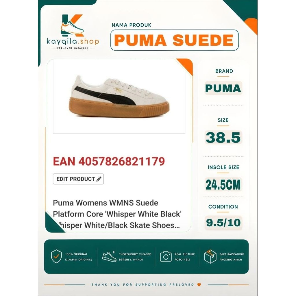 Sepatu Puma Suede Size 39 Preloved Second Original
