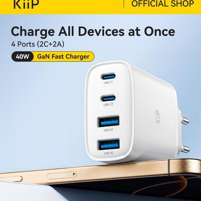 Kiip G40W Charger Adaptor Gan 40W 4Port Pd Fast Charging