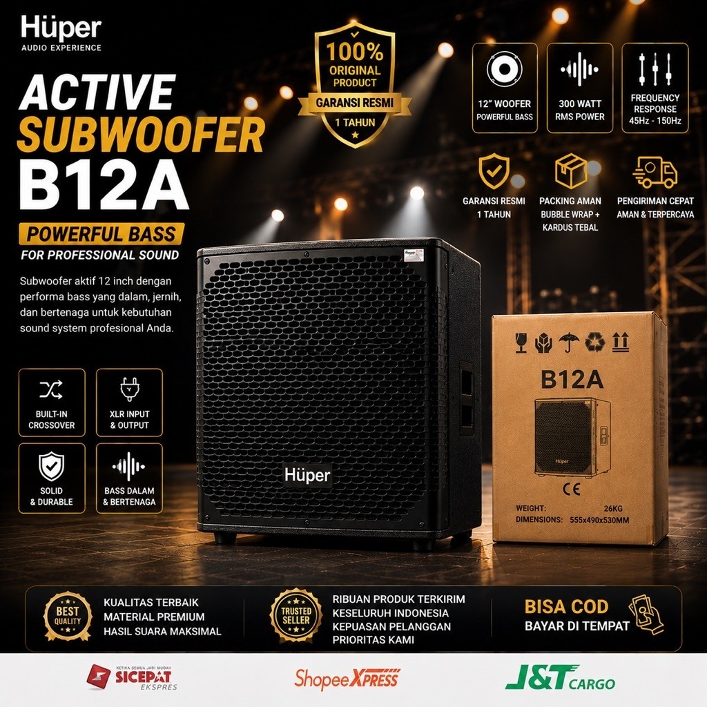 Subwoofer Aktif Huper B12a Original Subwoofer Aktif Huper 12inch