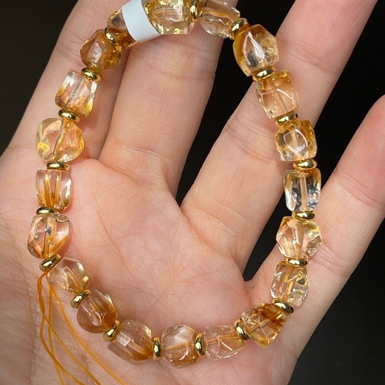 gelang natural citrine freeform 7mm dengan sertifikat