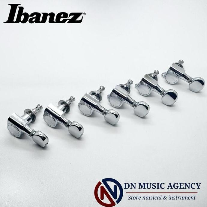 Tuning Machine Head Gitar Ibanez Original 6 In Line Sejajar Button Oval Dryer Gitar With Logo Ibanez