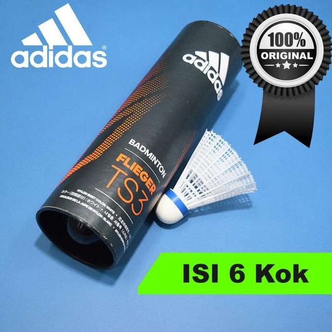 Shuttecock Kok Badminton Adidas flieger TS3 Medium Speed Putih isi 6