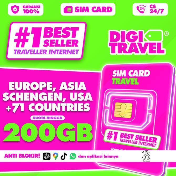 Kartu SIM Card Eropa Amerika Internasional Indonesia Kuota Besar 3 UK | DIGITRAVEL SIM Card Europe U