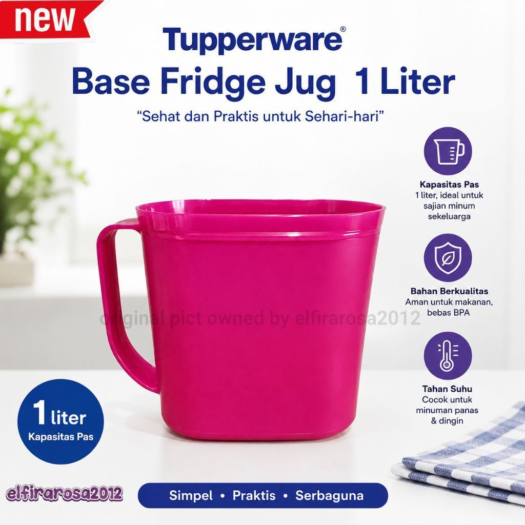 BARU Base/Wadah Fridge Jug teko gepeng tanpa tutup Tupperware