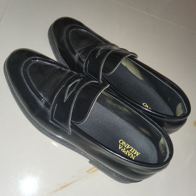 Nappa Milano Noir Penny Loafers 44 Used