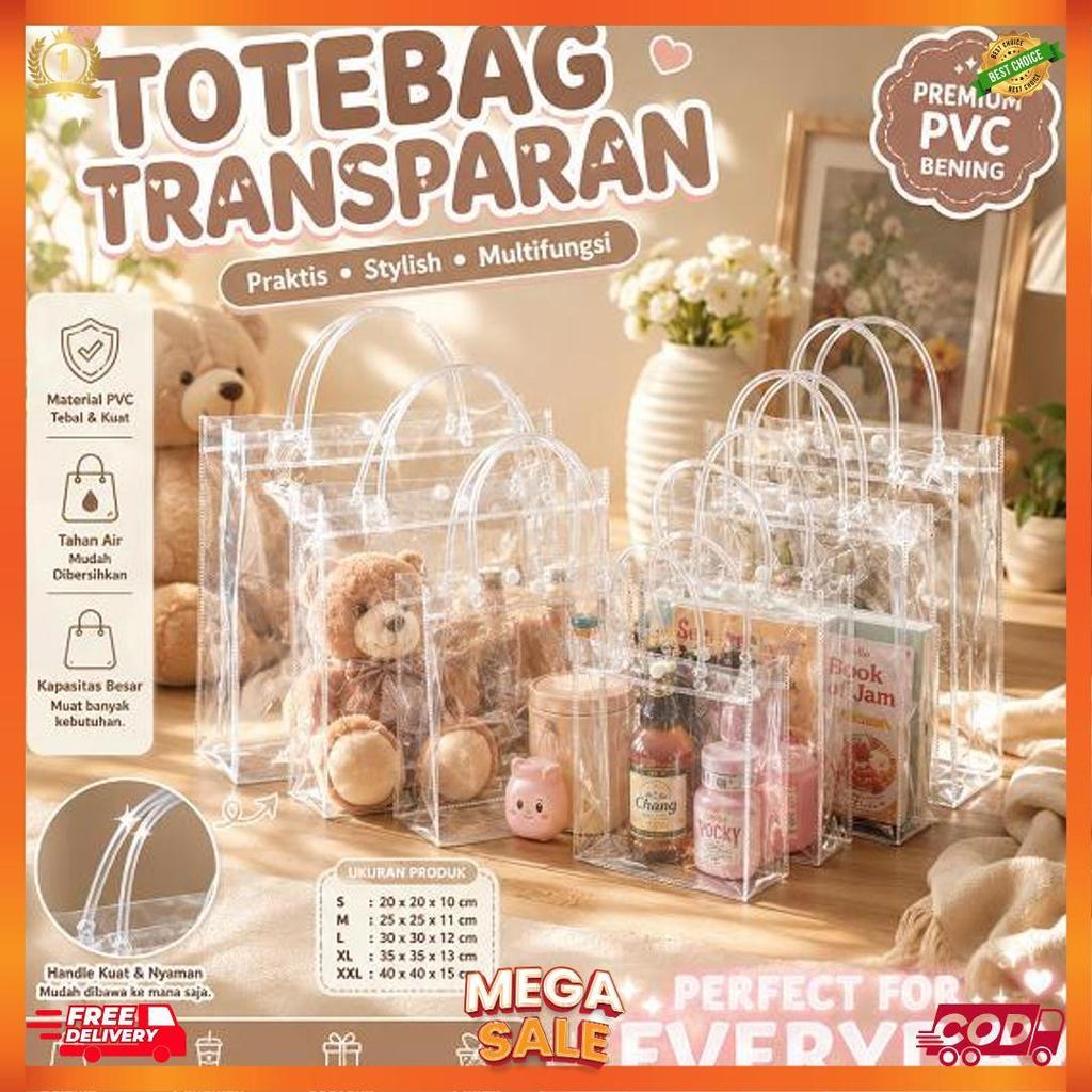 TOTEBAG/GOODIE BAG ULTAH TAS MIKA PVC TRANSPARANT TAS HAMPERS ULTAH TAS SOUVENIR MIKA PVC TRANSPARAN