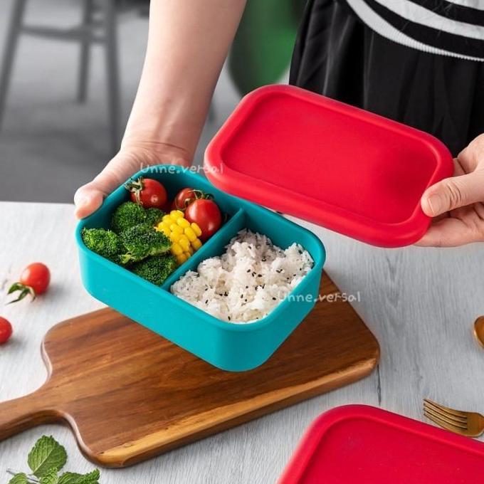 Dingdong- Kotak Makan Sekat Silicone/Kotak Lunch Box Sekat/Lunch Box Silicone/