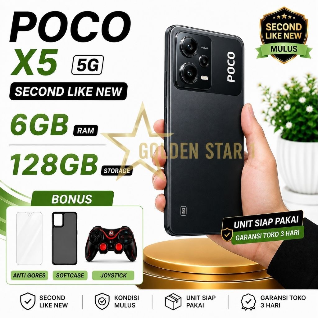 POCO X5 5G RAM 6/128GB Second Like New Bonus Joystick Softcase Anti Gores