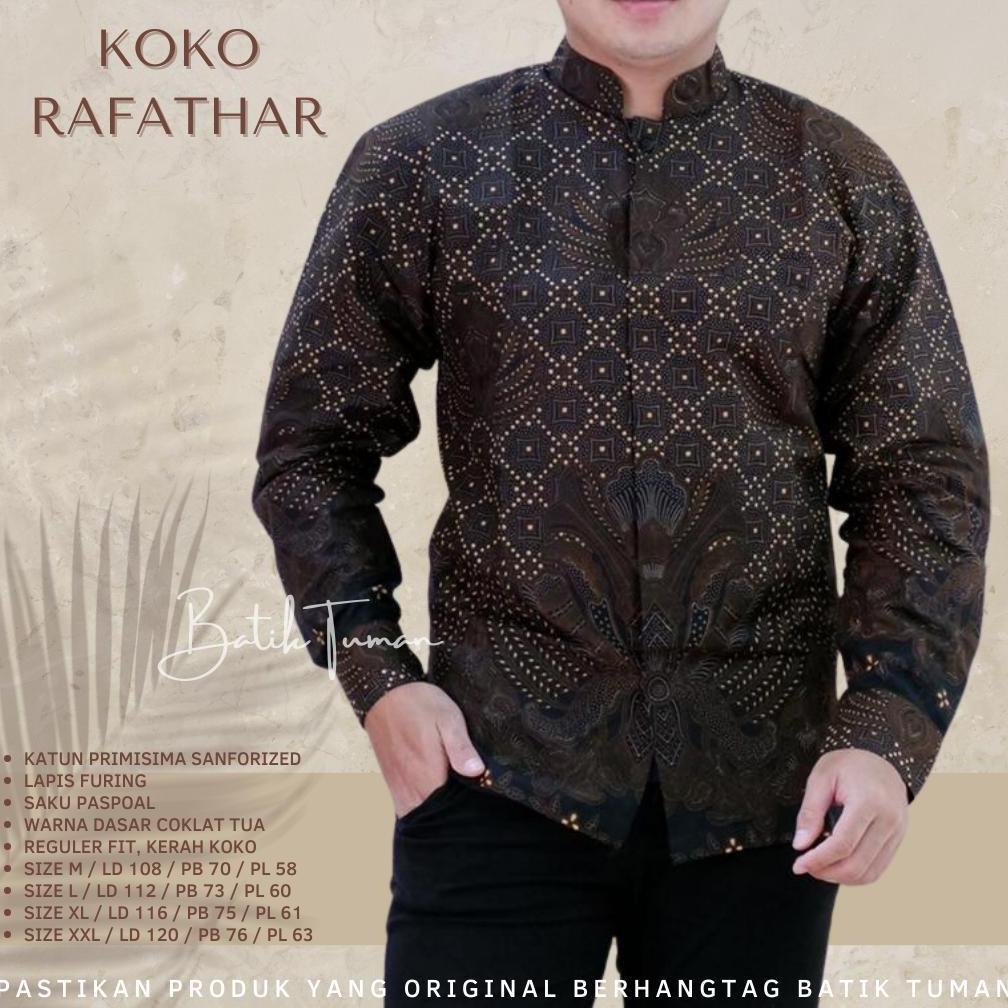 PREMIUM KOKO RAFATHAR KOKO BATIK PRIA LAPIS FURING BATIK KATUN PRIMISIMA BAJU KOKO PRIA LENGAN PANJA