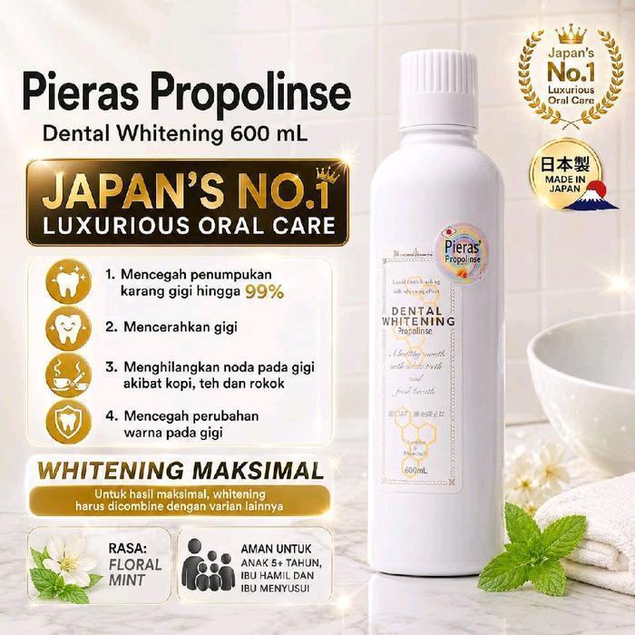 Pieras Propolinse Dental Whitening Mouthwash 600mL Obat Kumur Pemutih Gigi - 600ML