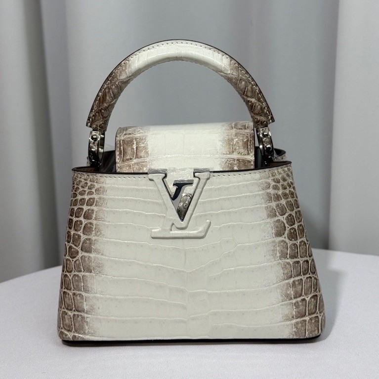 LV Capucines style, Himalayan crocodile pattern, gold hardware,