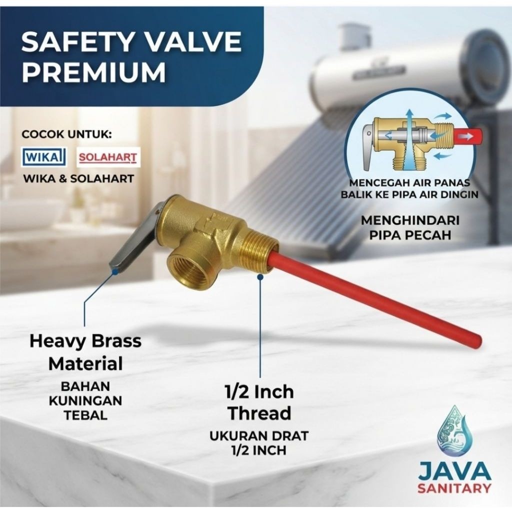 Safety Valve Wika Solahat Water Heater/Klep Pengaman Water Heater
