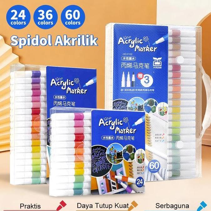 Pena Akrilik Cepat Kering Anti Luntur Set 12/24/36/48/60/80 Warna Water-based untuk Lukisan Anime Sk